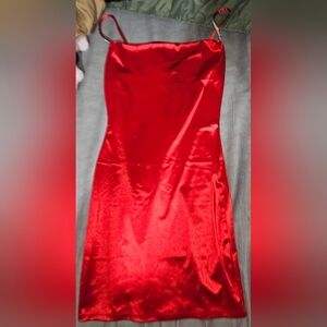 Chic Scarlet Satin Maxi Dress